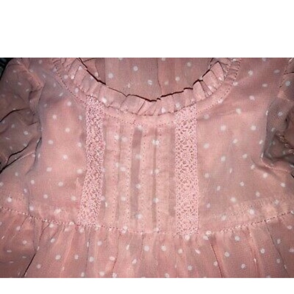 BNWT BABY GAP 6-12 Months Peach/Pink Polka Dot Lace Ruffle Dress With Bloomers - Picture 5 of 7